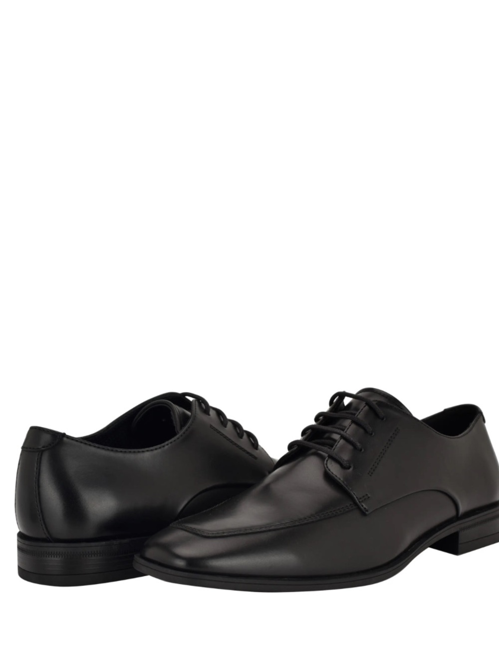 Calvin Klein Black Leather Square-Toe Derby Shoes